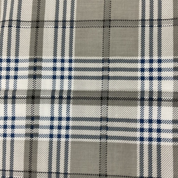 Vintage 90s plaid cotton polyester blended fabric 86” x 62” blue gray white - Picture 2 of 4